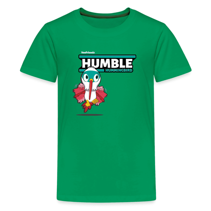 Humble Hummingbird Character Comfort Kids Tee - kelly green