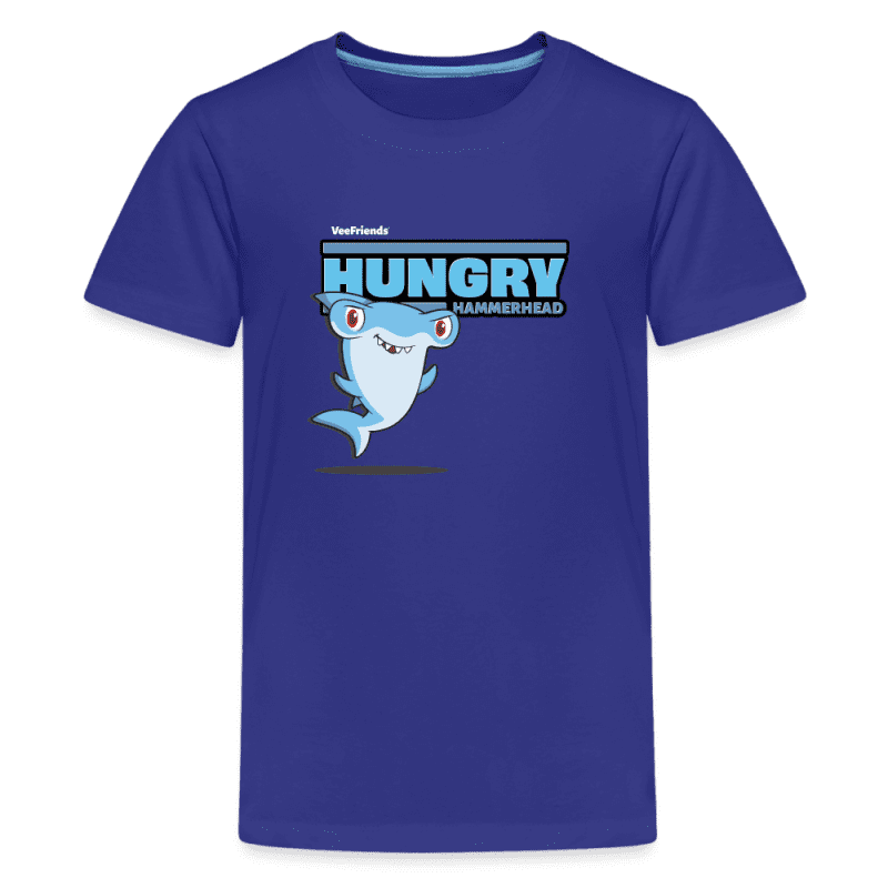 Hungry Hammerhead Character Comfort Kids Tee - royal blue