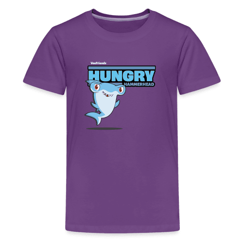 Hungry Hammerhead Character Comfort Kids Tee - purple