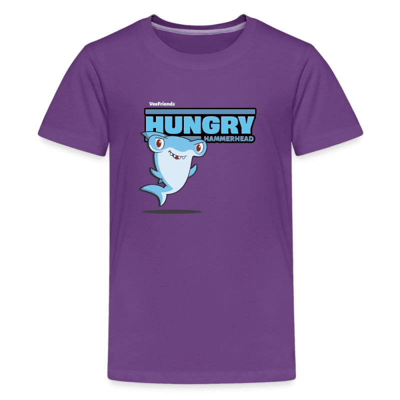 Hungry Hammerhead Character Comfort Kids Tee - purple