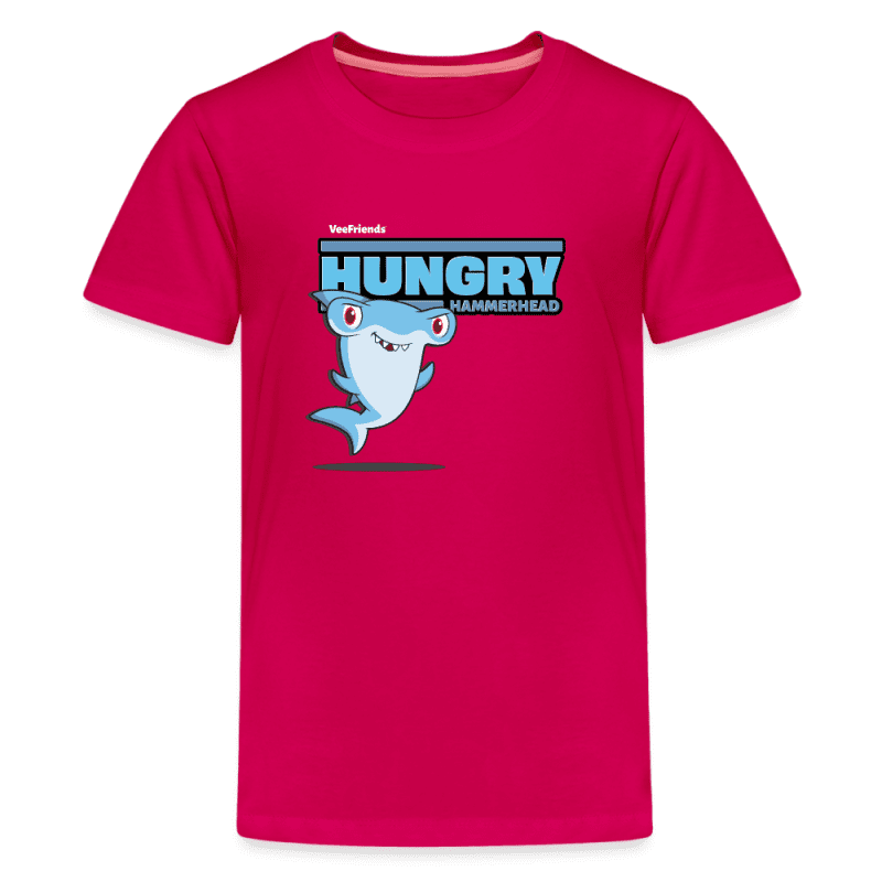 Hungry Hammerhead Character Comfort Kids Tee - dark pink