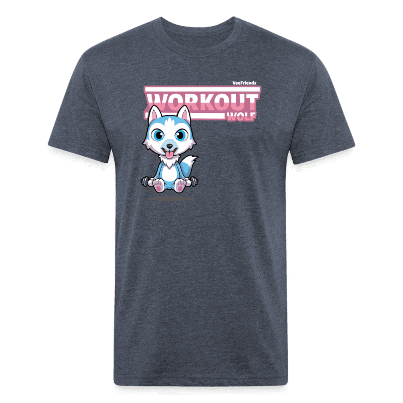 Workout Wolf Character Comfort Adult Tee - heather navy