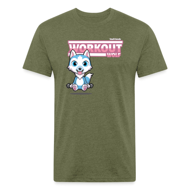 Workout Wolf Character Comfort Adult Tee - heather military green