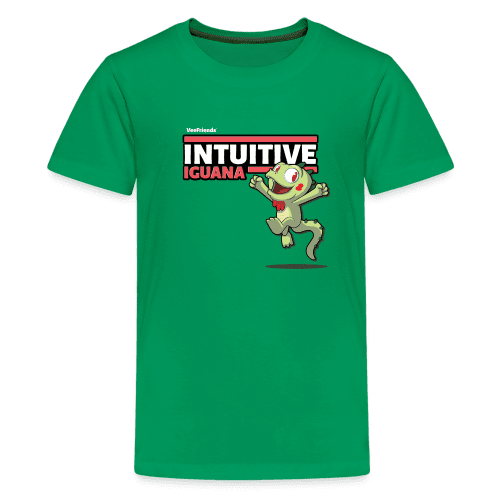 Intuitive Iguana Character Comfort Kids Tee - kelly green