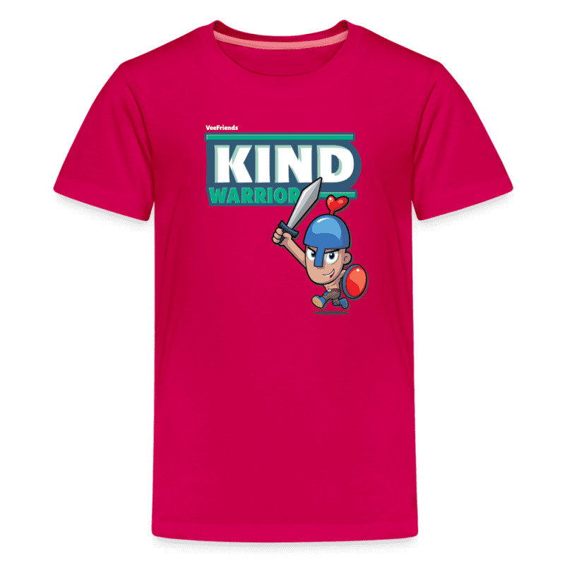 Kind-Warrior Character Comfort Kids Tee - dark pink