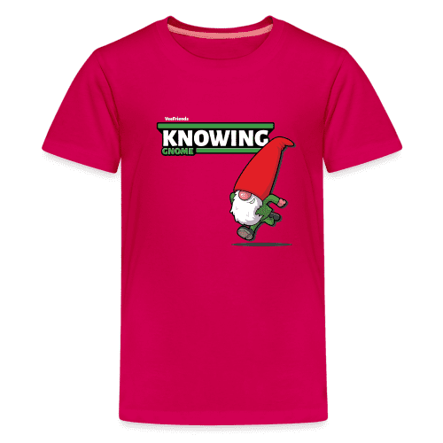 Knowing Gnome Character Comfort Kids Tee - dark pink