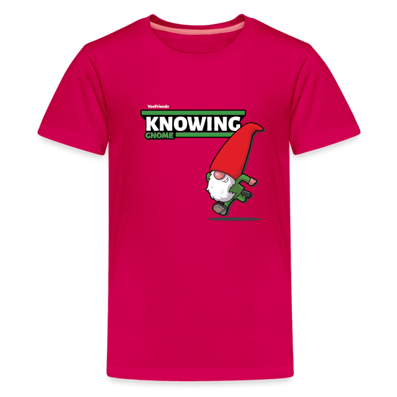 Knowing Gnome Character Comfort Kids Tee - dark pink