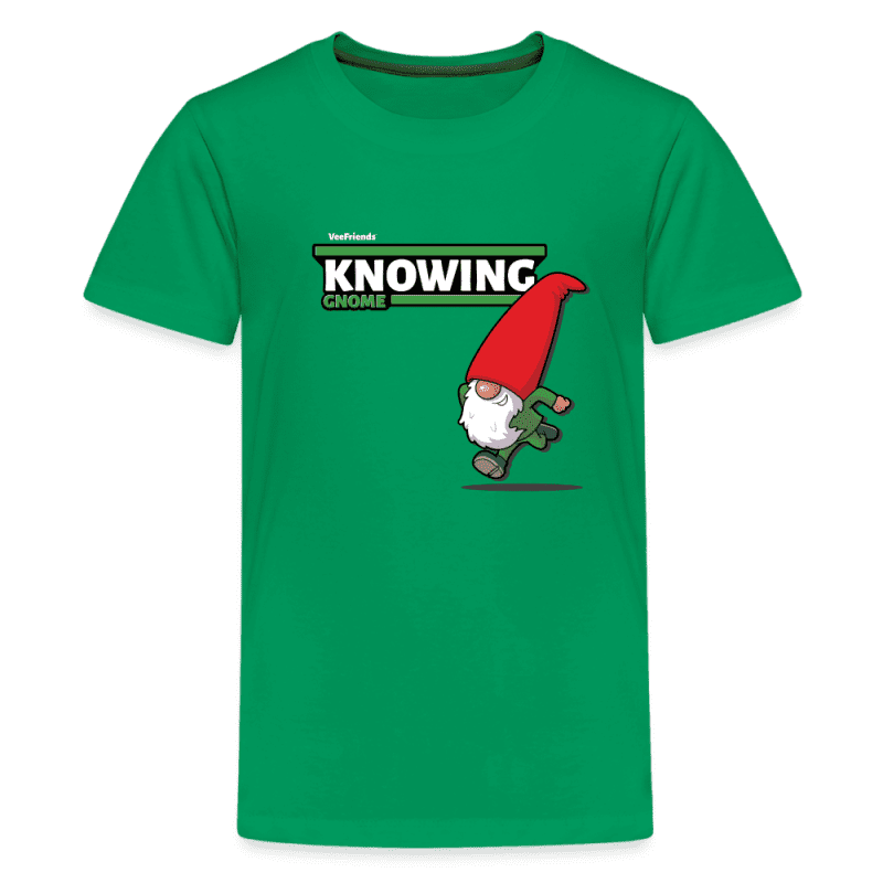 Knowing Gnome Character Comfort Kids Tee - kelly green