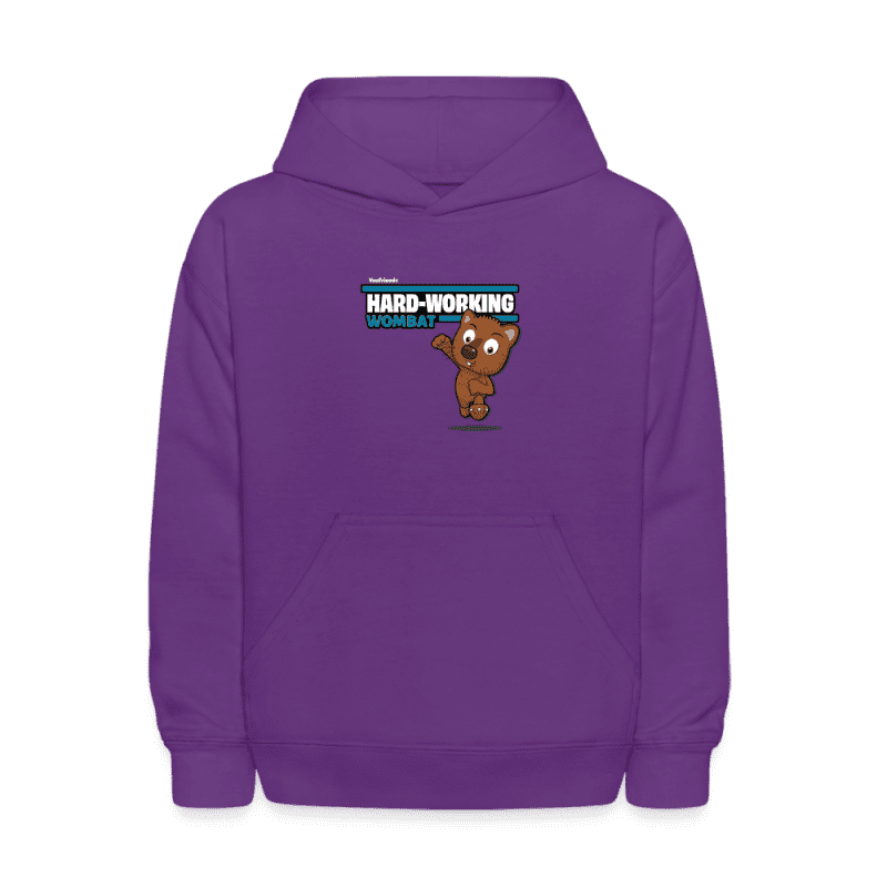 Hard-Working Wombat Character Comfort Kids Hoodie - purple