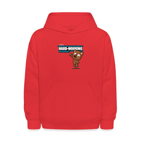 Hard-Working Wombat Character Comfort Kids Hoodie - red