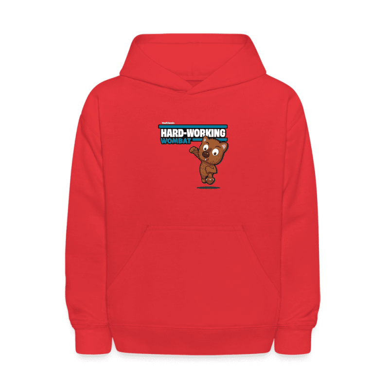 Hard-Working Wombat Character Comfort Kids Hoodie - red