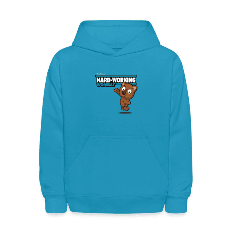 Hard-Working Wombat Character Comfort Kids Hoodie - turquoise