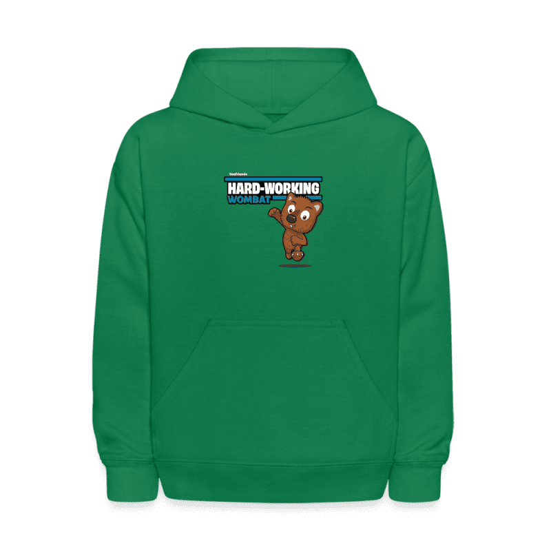 Hard-Working Wombat Character Comfort Kids Hoodie - kelly green