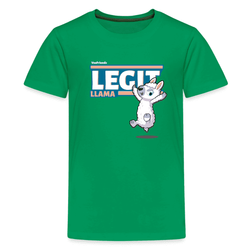 Legit Llama Character Comfort Kids Tee - kelly green