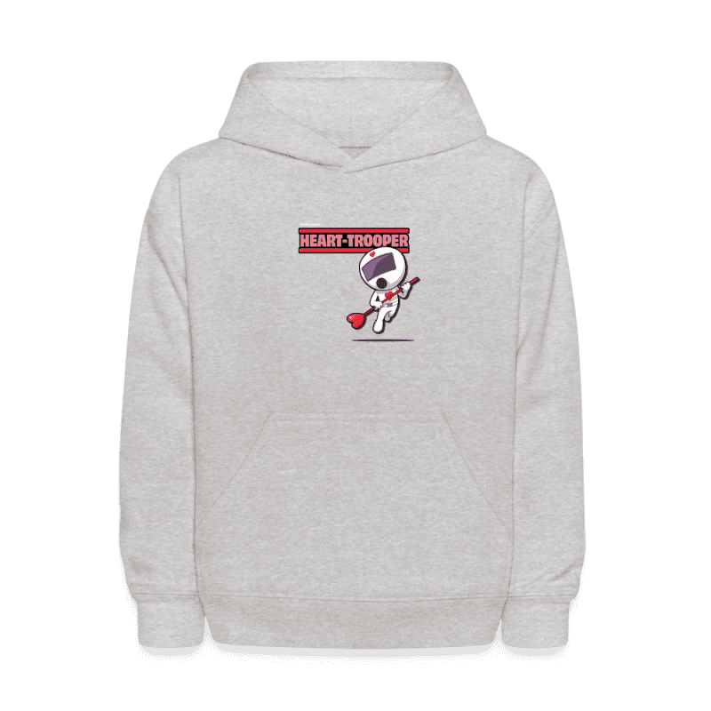 Heart-Trooper Character Comfort Kids Hoodie - heather gray