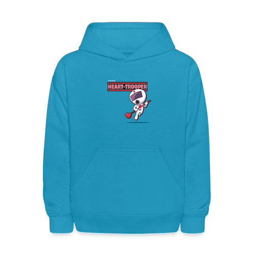 Heart-Trooper Character Comfort Kids Hoodie - turquoise