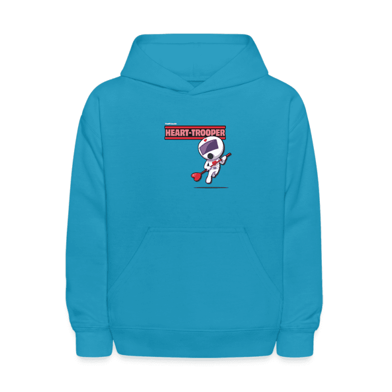 Heart-Trooper Character Comfort Kids Hoodie - turquoise