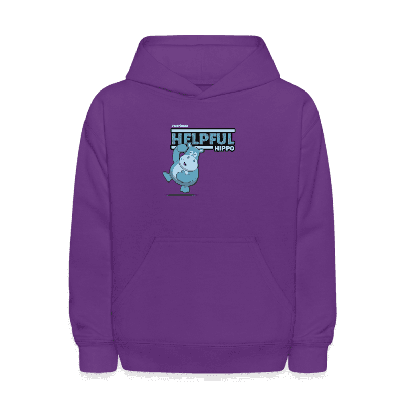 Helpful Hippo Character Comfort Kids Hoodie - purple