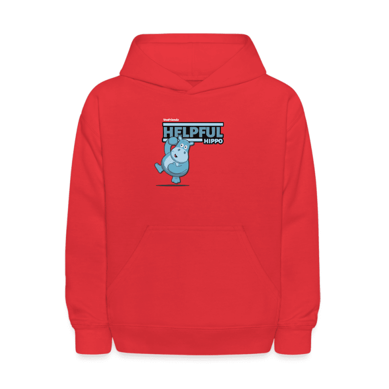 Helpful Hippo Character Comfort Kids Hoodie - red