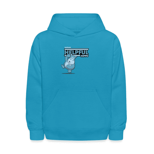 Helpful Hippo Character Comfort Kids Hoodie - turquoise