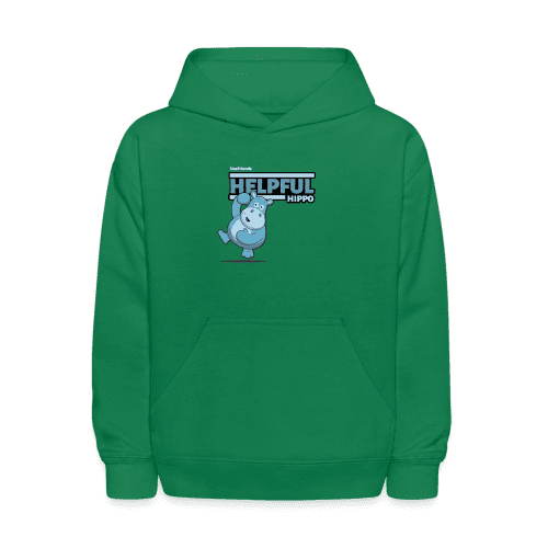 Helpful Hippo Character Comfort Kids Hoodie - kelly green