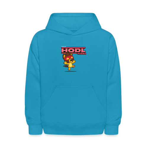 Hodl Hyena Character Comfort Kids Hoodie - turquoise