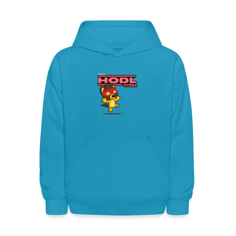 Hodl Hyena Character Comfort Kids Hoodie - turquoise