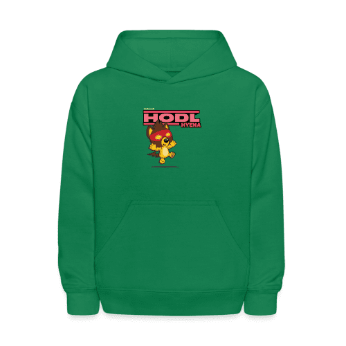 Hodl Hyena Character Comfort Kids Hoodie - kelly green