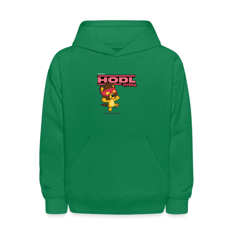 Hodl Hyena Character Comfort Kids Hoodie - kelly green