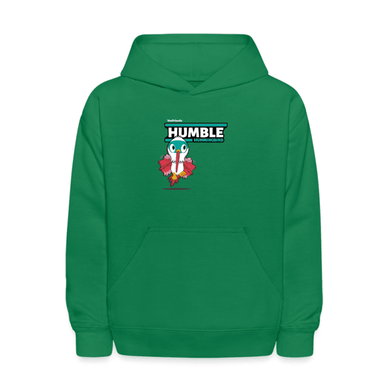 Humble Hummingbird Character Comfort Kids Hoodie - kelly green