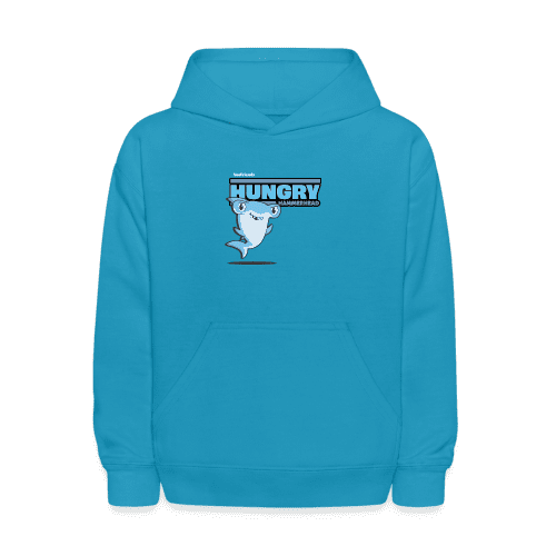 Hungry Hammerhead Character Comfort Kids Hoodie - turquoise