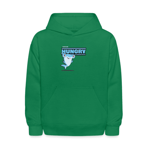 Hungry Hammerhead Character Comfort Kids Hoodie - kelly green