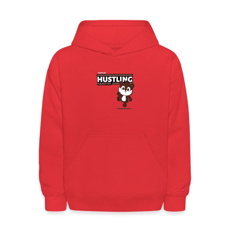 Hustling Hamster Character Comfort Kids Hoodie - red