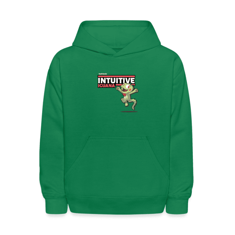 Intuitive Iguana Character Comfort Kids Hoodie - kelly green