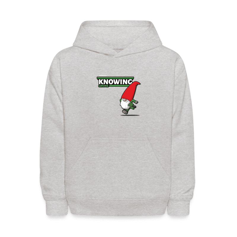 Knowing Gnome Character Comfort Kids Hoodie - heather gray