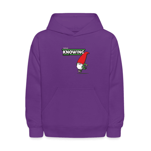 Knowing Gnome Character Comfort Kids Hoodie - purple