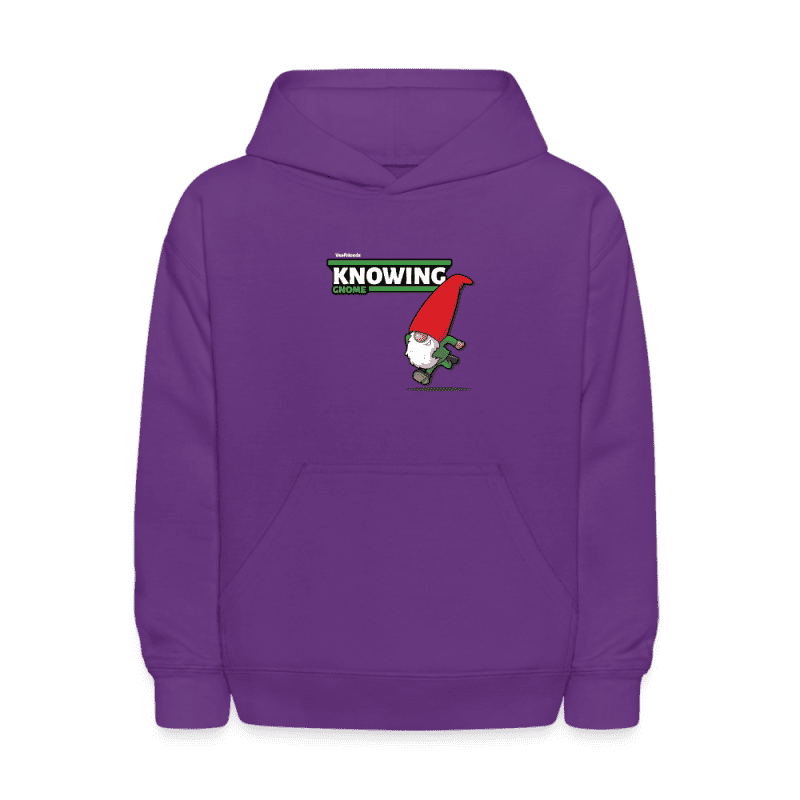 Knowing Gnome Character Comfort Kids Hoodie - purple