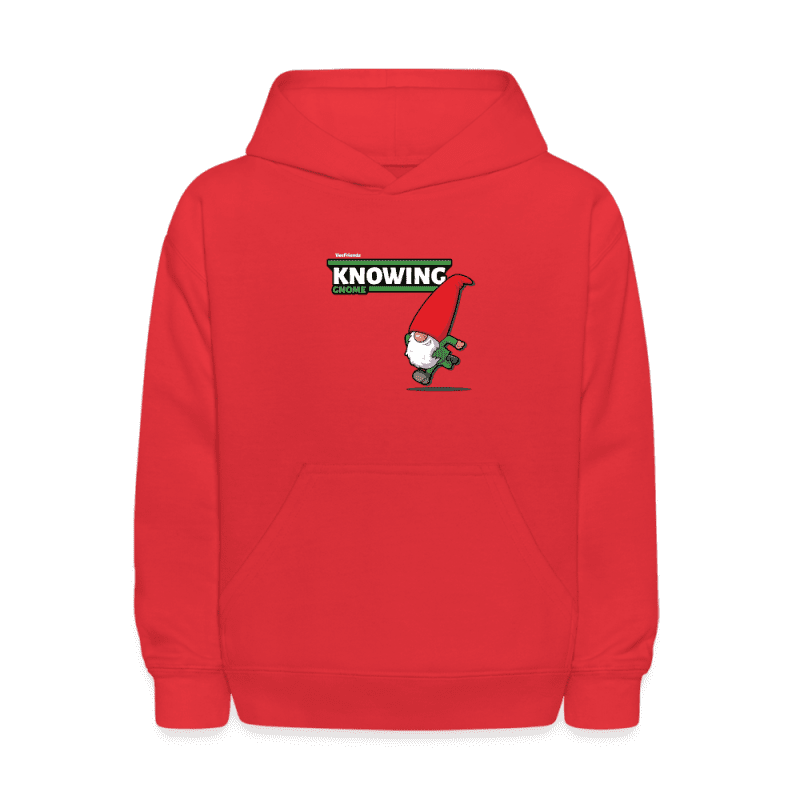 Knowing Gnome Character Comfort Kids Hoodie - red