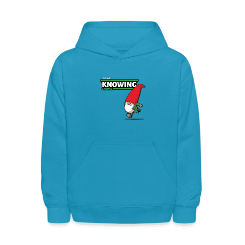 Knowing Gnome Character Comfort Kids Hoodie - turquoise