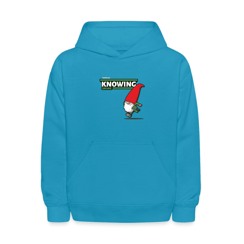 Knowing Gnome Character Comfort Kids Hoodie - turquoise