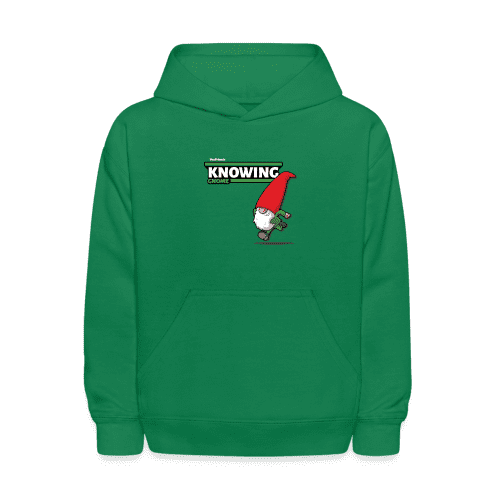 Knowing Gnome Character Comfort Kids Hoodie - kelly green