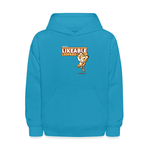 Likeable Leopard Character Comfort Kids Hoodie - turquoise