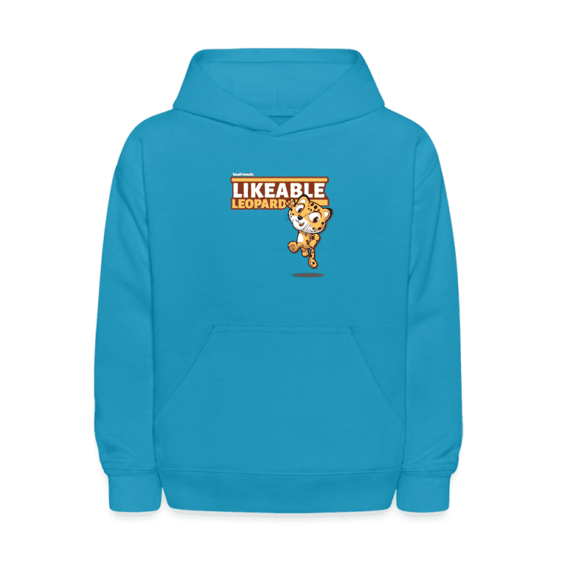 Likeable Leopard Character Comfort Kids Hoodie - turquoise