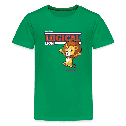 Logical Lion Character Comfort Kids Tee - kelly green