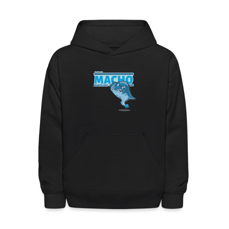 Macho Manta Ray Character Comfort Kids Hoodie - black