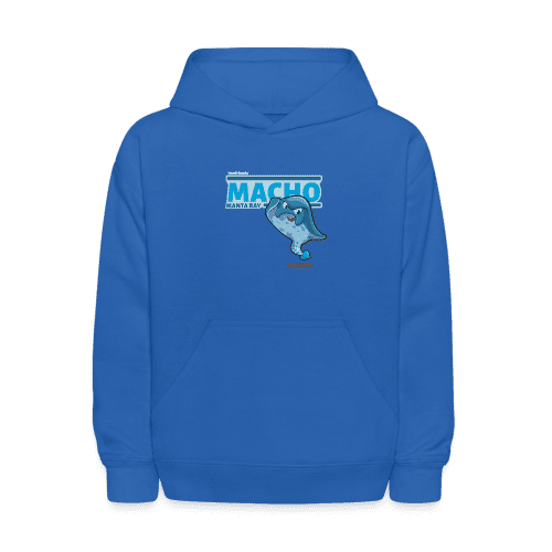 Macho Manta Ray Character Comfort Kids Hoodie - royal blue