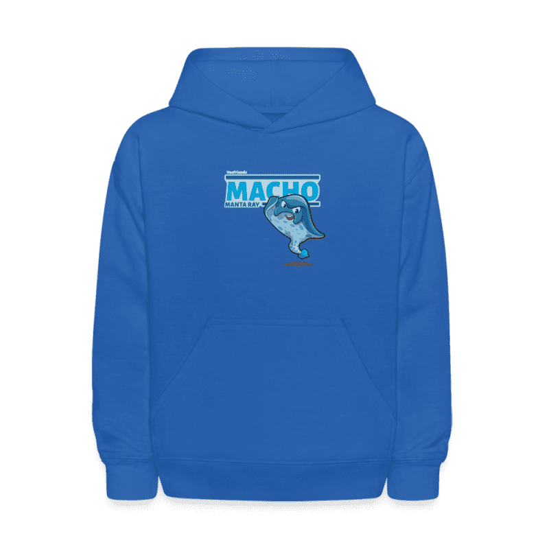 Macho Manta Ray Character Comfort Kids Hoodie - royal blue