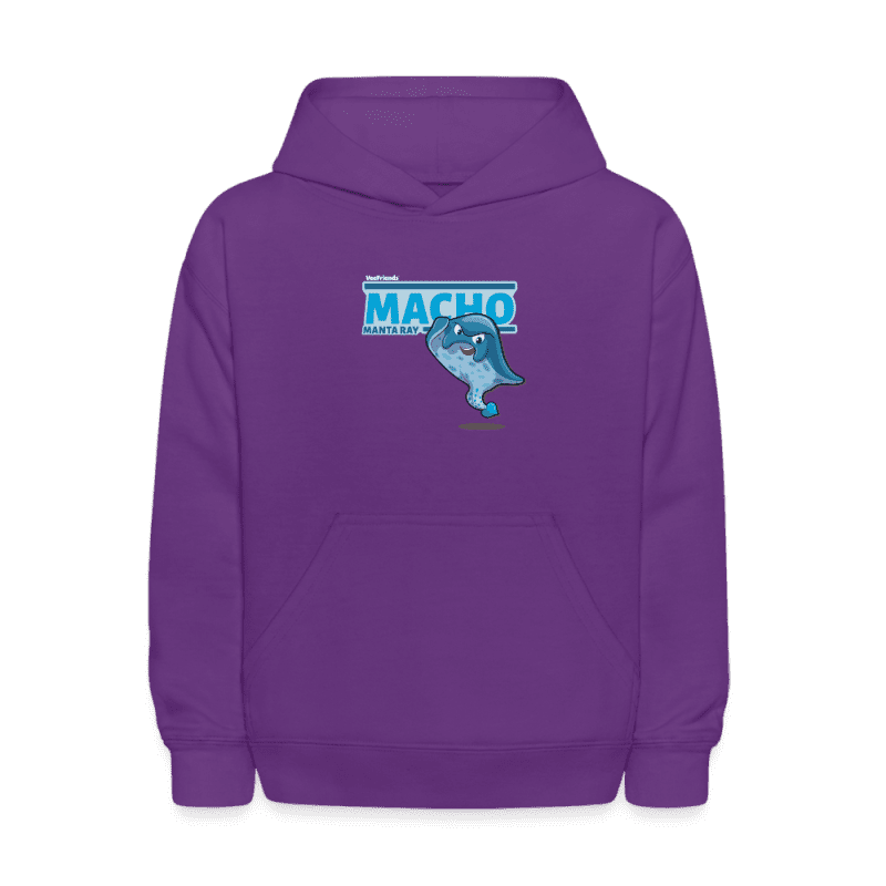 Macho Manta Ray Character Comfort Kids Hoodie - purple