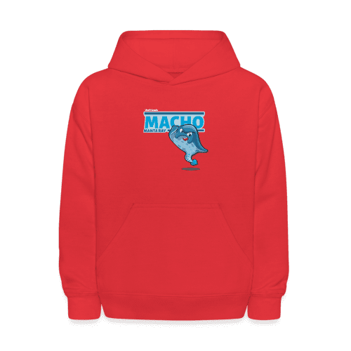 Macho Manta Ray Character Comfort Kids Hoodie - red