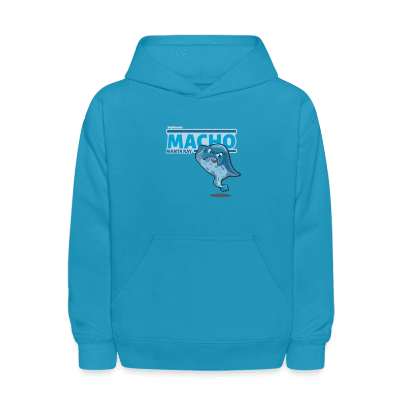 Macho Manta Ray Character Comfort Kids Hoodie - turquoise